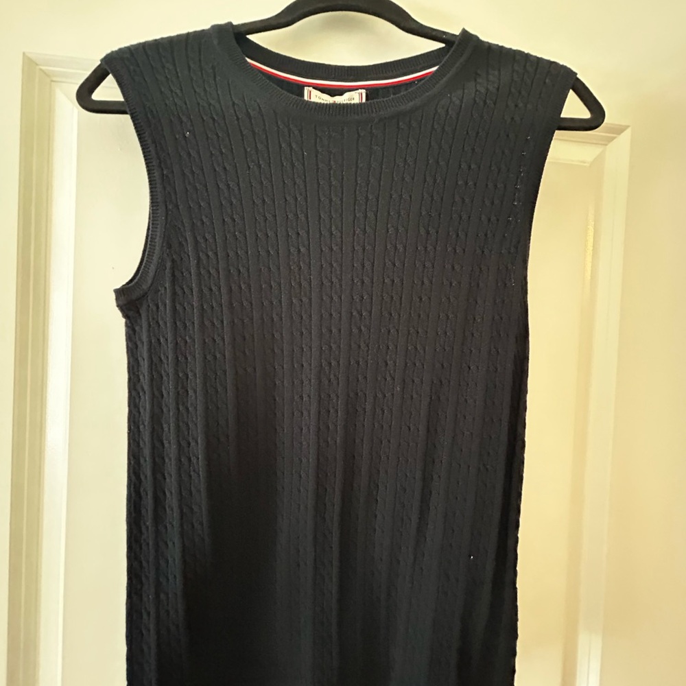 Navy cable knit sweater tank